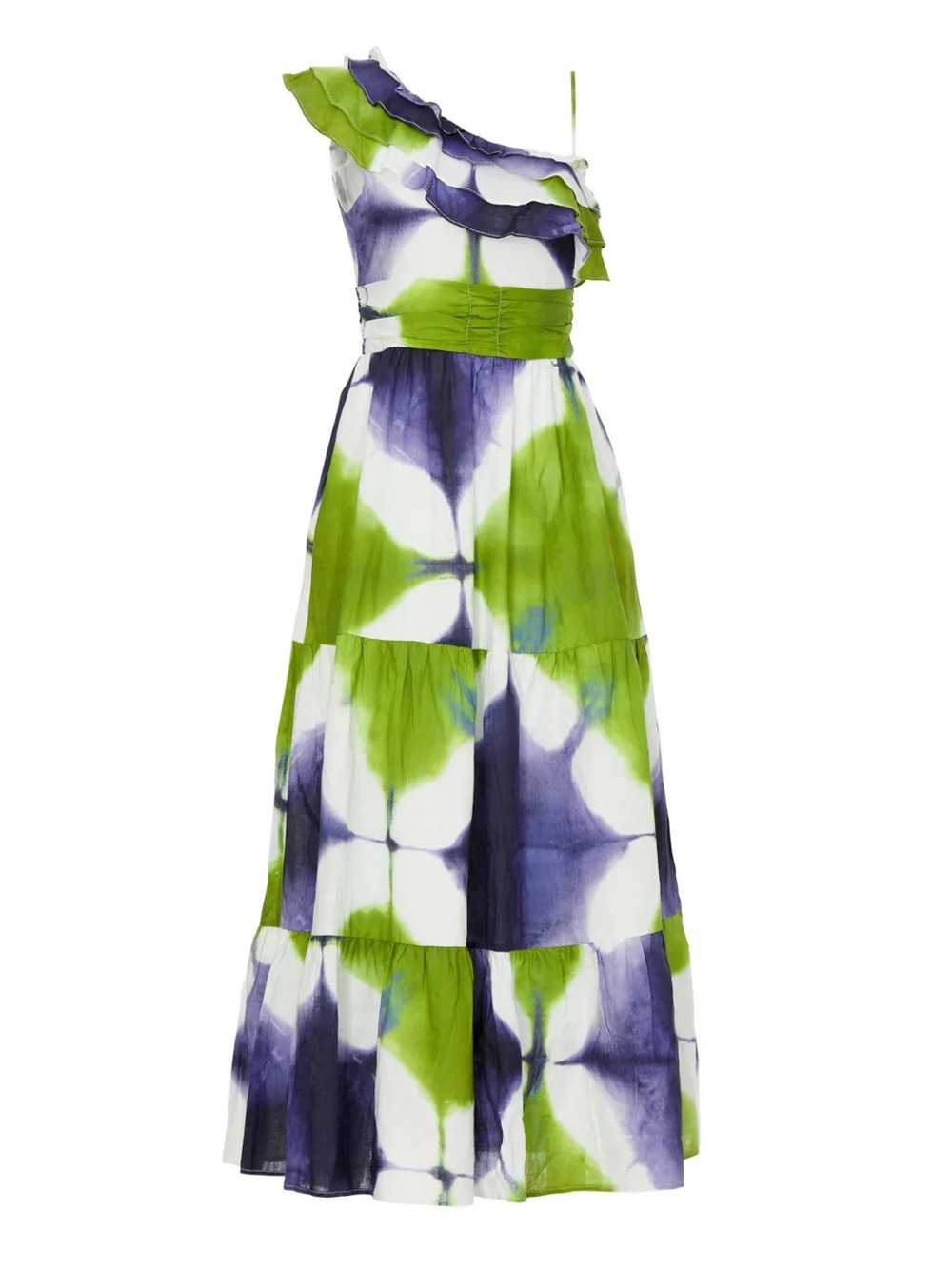 Busayo One Shoulder Ruffle Cotton Maxi Dress Size 4
